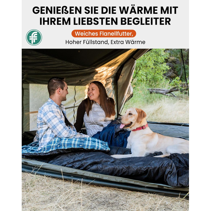 Спальний мішок KingCamp для дорослих, зимовий, фланелевий, компактний, 3-4 сезони, ковдра для кемпінгу, подорожей, наметів, походів, на вулиці, в приміщенні, від 4C до -15C/230 x 90 см Thicker Pro Navy-L-Zip