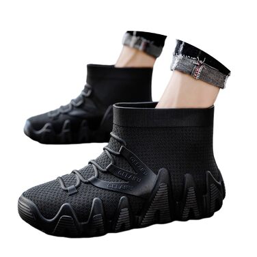 Чоловічі водні черевики/гумові чоботи, нековзні робочі черевики, товста підошва, заввишки до литки, підходять для активного відпочинку, такого як піші прогулянки, риболовля, садівництво та подорожі, чорні, розмір 40 2/3 EU