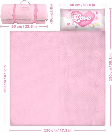 Дитячий спальний мішок зі знімною подушкою, теплий дитячий спальний мішок з подвійною блискавкою для дівчаток та хлопчиків, складний спальний мішок-ковдра для кемпінгу в приміщенні та на свіжому повітрі, єдиноріг 15060 см