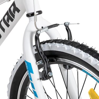 Дитячий велосипед JOYSTAR Lubbock 20 24 дюйми для хлопчиків та дівчаток віком 7-12 років, гірський велосипед хардтейл для дітей з 1/7-швидкісною коробкою передач, білі шиповане покриття, дитячий велосипед білого кольору 20 дюймів з 7-швидкісною трансмісіє