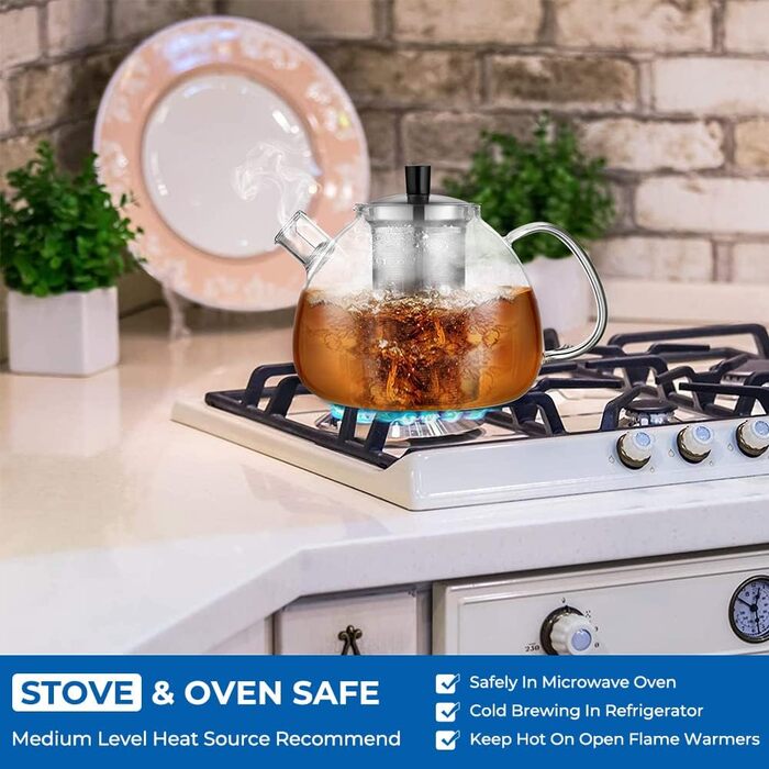 Мл Чайник зі срібного скла Боросилікатна скляна чайниця зі знімним ситечком з нержавіючої сталі 18/8 нержавіюча термостійка для чо