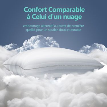 Подушки, 50 x 70 см, 2 шт., м&39які, пухнасті, готельної якості, класичні подушки, дихаючі та приємні для шкіри, можна прати, ідеально підходять для сну на боці, спині та животі, 50 x 70 см 2