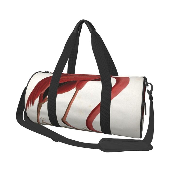 Спортивна сумка для подорожей, з принтом американського фламінго, чорна, універсальний розмір