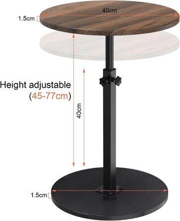 Дерев&39яний журнальний столик на колесах, регульована висота (45-77 см), Ø 40 см, журнальні столики для вітальні, дивани, дерев&39яний журнальний столик з візерунком горіх