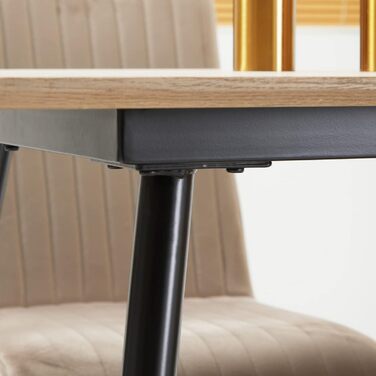 Обідній стіл HOMCOM, Кухонний стіл, Обідній стіл для 4 осіб, Стіл для вітальні з імітацією дерева, Сталеві ніжки, 140 x 80 x 76 см, Натуральний колір