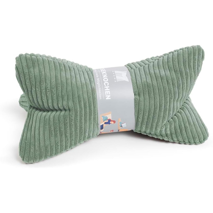 Подушка для читання MAGMA у формі кістки Shara ергономічної форми вельветова смугаста (шавлія)