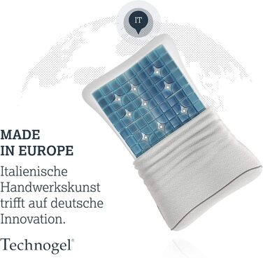 Ортопедична подушка для шиї Technogel Anatomic Curve запатентована, не містить шкідливих речовин та сертифікована гелева подушка для шийного відділу хребта для сну на спині та боці, включаючи наволочку 66x40x0,7 см, висота 7 см