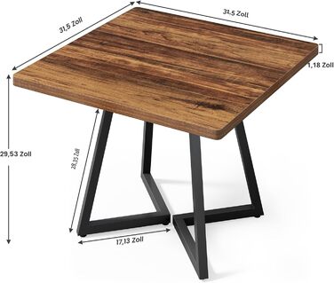 Невеликий обідній стіл для 4 осіб, квадратний обідній стіл для невеликих приміщень, обідні столи, сільський коричневий дерев&39яний кухонний стіл з металевими ніжками, сучасний столик для кафе для відпочинку в квартирі