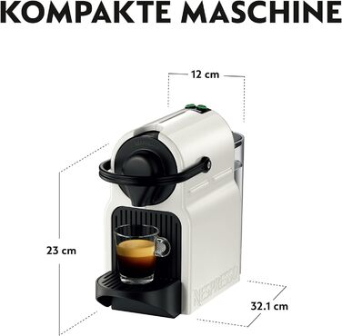 Капсульна машина Nespresso Krups Inissia XN1001 Короткий час нагрівання компактний формат Кількість кави регулюється Кнопка прямого набору Автоматичний викид капсули 0,7 л 34,2 x 19,1 x 32,7 см Білий