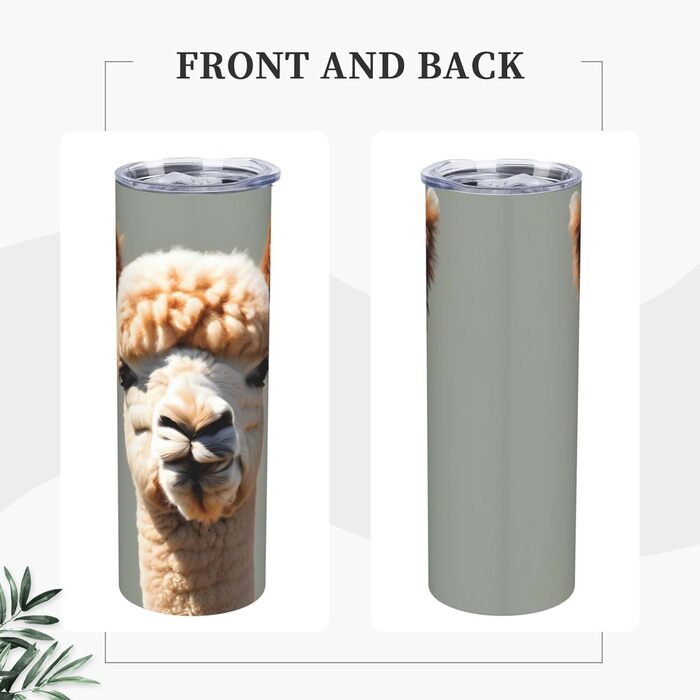 Кухоль з прямою трубочкою, дизайн альпаки-аватара, друкований, дорожній кухоль, підходить для кемпінгу, офісу та дому, 590 мл