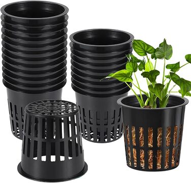 Пакетів горщиків для сітки для гідропоніки, кошик для гідропоніки 8,3 см. Горщики для рослин. Горщик для гідропоніки. Сітка для рослин. Садові приналежності для гідропоніки (чорні), 30