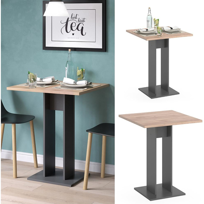 Обідній стіл Vicco Repose, антрацит, 65 x 65 см, підходить як компактний одинарний стіл для невеликих кімнат