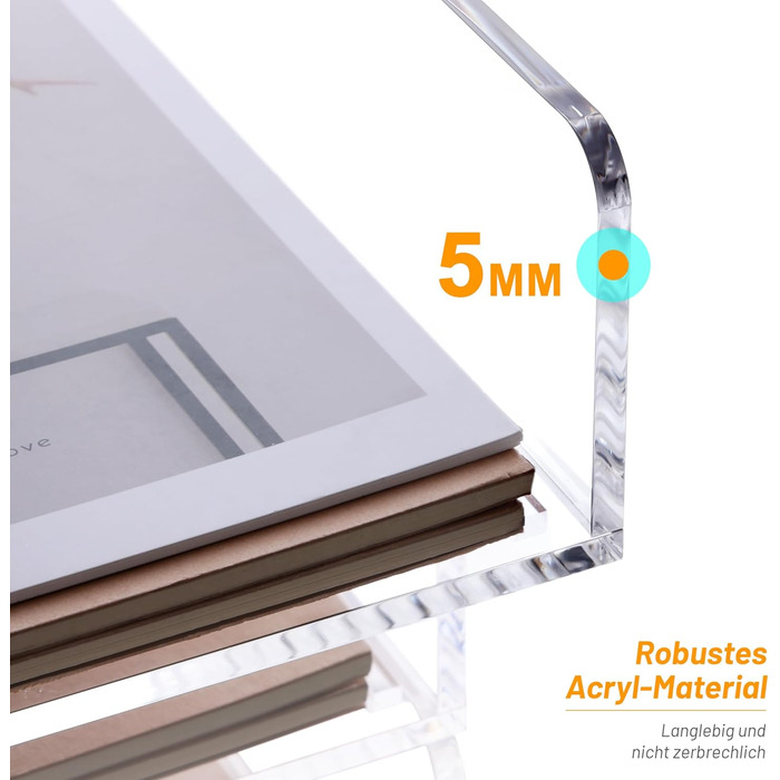 Лоток для листів SANRUI з 2 частин формату A4, що штабелюється, альбомний формат, виготовлений з акрилу, міцний органайзер для столу для офісу та дому, сучасні відділення для зберігання, прозорий кошик для зберігання 31,5 x 22,5 x 13,5 см 31,5 x 22,2 x 13