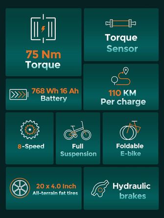 Чоловічий складний електровелосипед ENGWE E-Bike з товстими шинами 20x4.0 дюймів, знімним акумулятором 16Ah, великим запасом ходу до 150 км/110 км, повною підвіскою, 8 швидкостей, двигуном Engine Pro/Engine Pro 2.0 Black YS-9043-1 ENGINE Pro 2.0