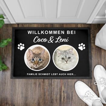 Унікальний та персональний килимок для котів Подарунок на новосілля Подарунок на квартиру Килимок для дверей на переїзд Килимок для бруду для використання в приміщенні 60x40 см (2 коти)