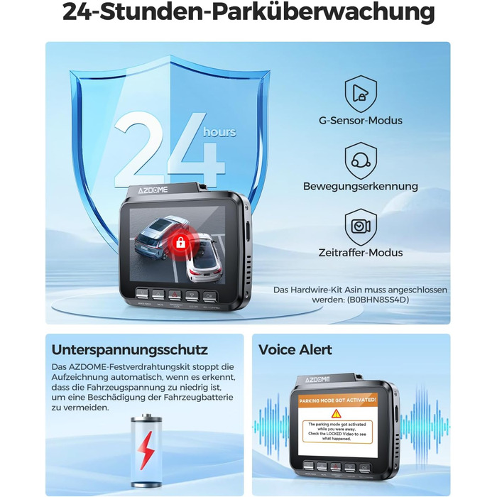Відеореєстратор автомобільний передній задній 4K/2.5K GPS WiFi відеореєстратор зі Starvis, SD-карта 64GB, автомобільна камера, моніторинг паркування, супер нічне бачення, WDR, широкий кут 170, G-сенсор, циклічний запис, GS63H Pro