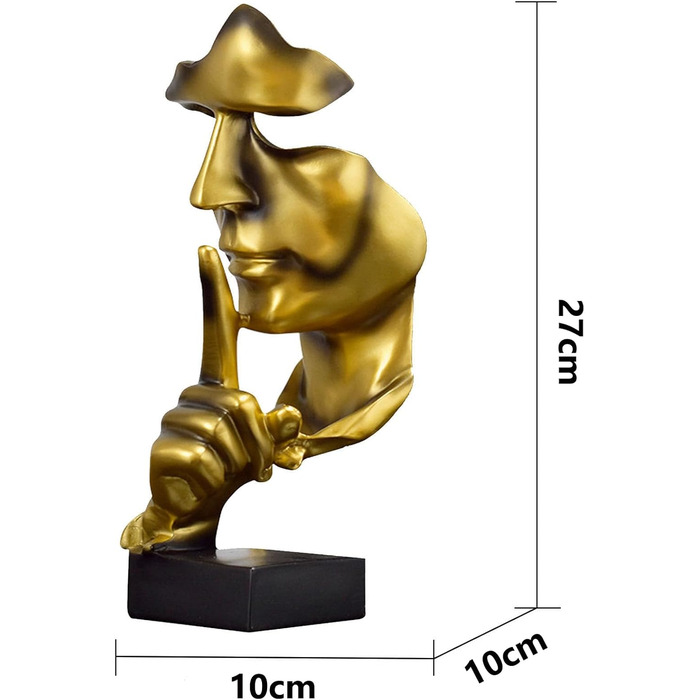 Тиша - це золото статуя, офісна полиця прикраса столу Абстрактне мистецтво статуя домашній орнамент Творча скульптура зі смоли (золотий)