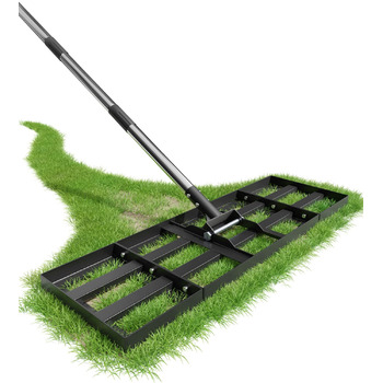 Вирівнювач для газону 75x25 см з регульованою ручкою, граблі-рівняльник з нержавіючою сталевою ручкою 180 см, міцний та енергозберігаючий вирівнювач для саду, подвір'я, гольф-поля, легке вирівнювання піску та ґрунту 75 x 25 см