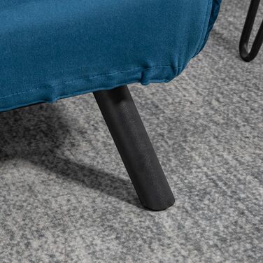 Диван-ліжко HOMCOM 4-в-1, 2-місний диван з функцією сну, 183 x 98,5 см, розкладне крісло-ліжко з 5-позиційною регульованою спинкою, підлокітником, поперековою подушкою, оксамитовий вигляд для вітальні, синій, 102Д x 73Ш x 81В см, тканина під оксамит