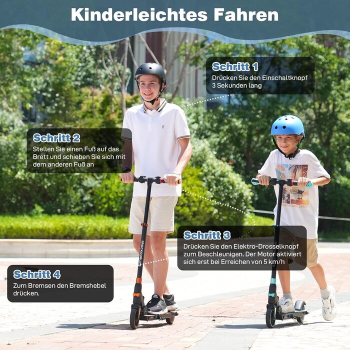 Дитячий електросамокат RCB R15 (8-12-16 років) - до 20 км/год, максимальний запас ходу 16 км, складний електросамокат для дітей, подарунок для підлітків, чорно-синій