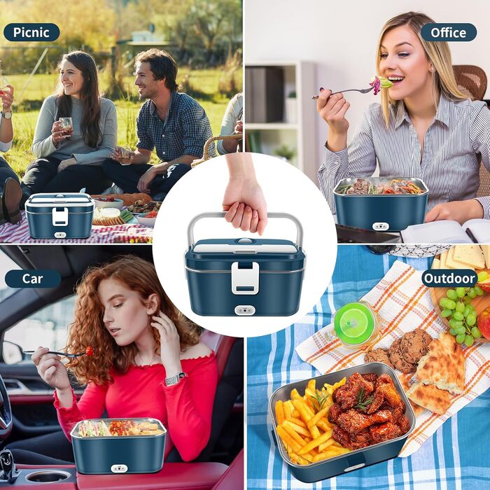 Електричний ланч-бокс 120 Вт 3-в-1 12 В/24 В/220 В Електричний ланч-бокс з підігрівом 1,8 л Портативний знімний ланч-бокс з вставкою та сумкою з нержавіючої сталі