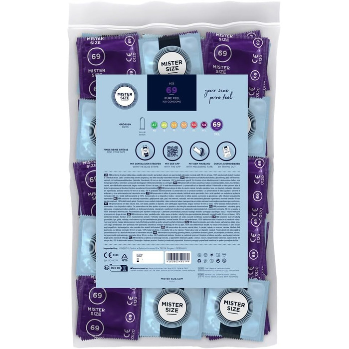 Презерватив Mister Size Mister Size 69 мм, багатокольоровий, один розмір