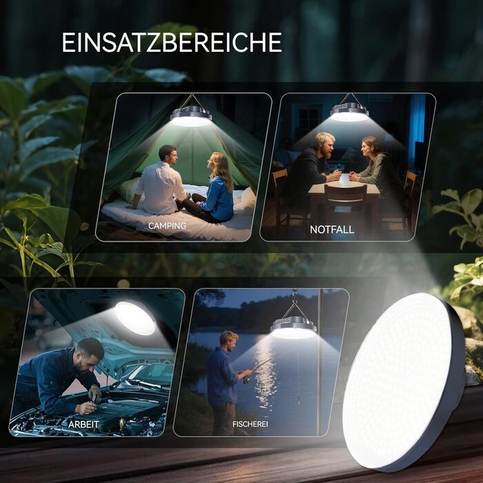 Світлодіодний кемпінговий ліхтар LETOUR, акумуляторний кемпінговий ліхтар з акумулятором 5200 мАг, зовнішній кемпінговий ліхтар, 4 режими освітлення, акумуляторний кемпінговий ліхтар, світлодіодний кемпінговий ліхтар, ліхтар для намету, аварійне освітленн