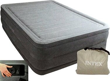 Плюшеве надувне ліжко Intex Queen Comfort з Fiber-Tech RP, надутий розмір 152 см x 203 см x 56 см (64418ND)