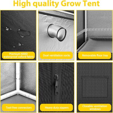 Тент для вирощування рослин Growzelt 40x40x120 см. Палатка для індору з відбиваючою плівкою, виготовлена з міцного оксфордського полотна 600D та сталевого каркасу. Ідеально підходить для вирощування овочів, квітів та трав у приміщенні.