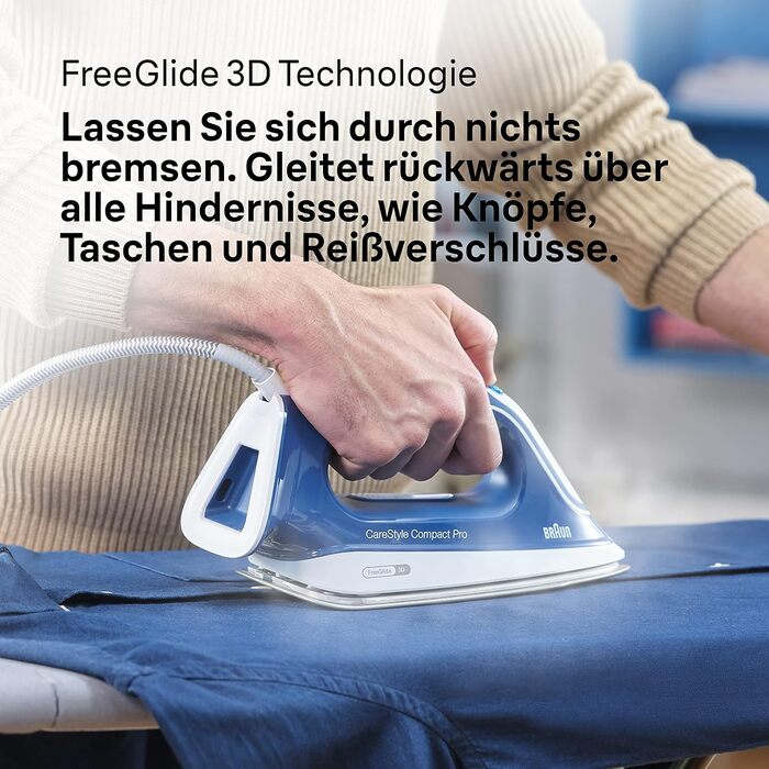 Парова прасувальна станція Braun CareStyle Compact Pro IS 2565 BL - парова праска з підошвою FreeGlide 3D, вертикальна подача пари