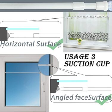 Карниз для штор без свердління, затискний стрижень для штор, карниз розсувний міні-натяжний стрижень з присосками та гвинтами, для шаф Віконна книжкова шафа - білий (60,5-105 см) білий 60-105 см (2 шт. ), 2 шт.
