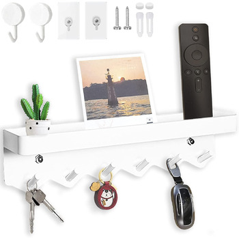 Тримач для ключів Echehi з 6 гачками, 2 способи встановлення, стійка для ключів без свердління Підходить для вхідних груп і за две