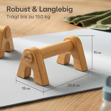 Дерев&39яні ручки для віджимань Praknu - 2 турніки для віджимань та нековзні паралельні елементи з сумкою - Ергономічні турніки для віджимань Calestense, стійки на руках та віджимань - Для використання вдома та на вулиці