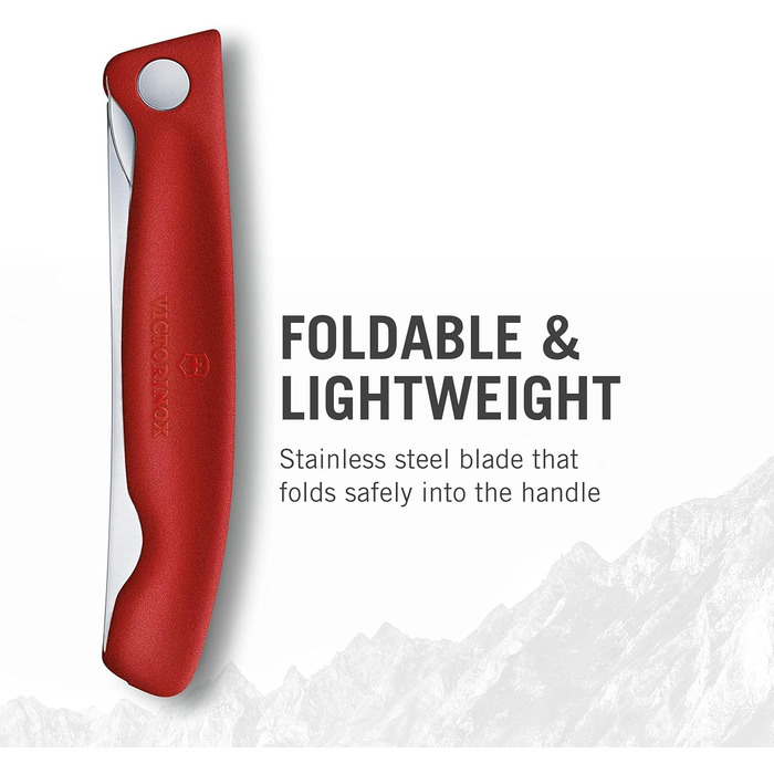 Туристичний ніж, Пікнік, Гостре лезо, Зубчастий край, 11 см, Міцна пластикова ручка, Нержавіюча сталь, Червоний Червоний Одинарний