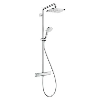 Душова система hansgrohe Croma E з термостатом, тропічним душем (280 x 170 мм), ручною лійкою (3 режими), шлангом та квадратною головною лійкою (1 режим), хром, 27630000