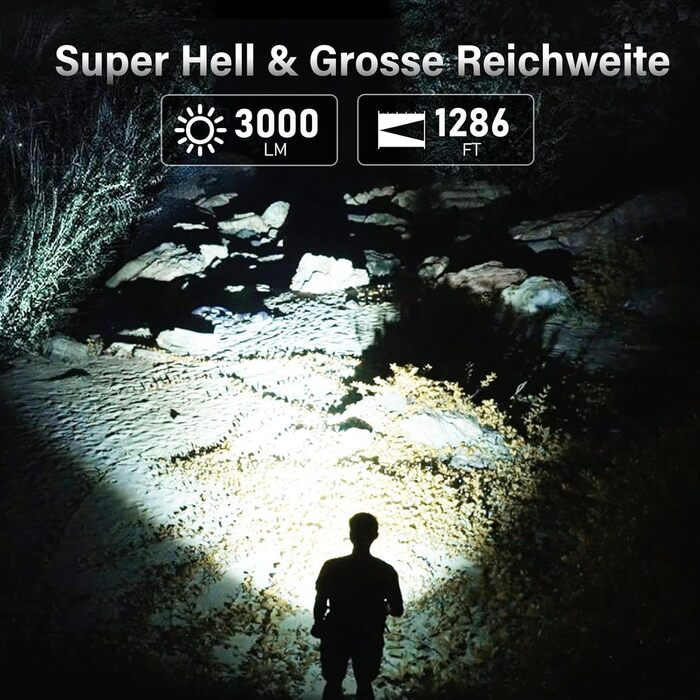 Світлодіодний ліхтарик Sofirn SK30, акумуляторний USB-C, тактичний ліхтарик 3000 люмен, надзвичайно яскравий з 6 режимами світла, максимальна дальність 392 м, з батареєю для EDC, екстрених ситуацій, кемпінгу на природі, пошуку та порятунку