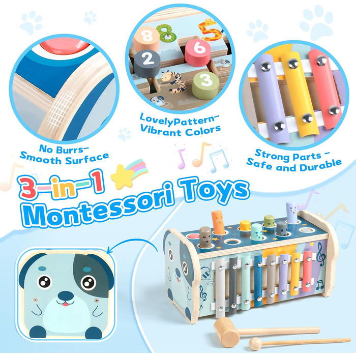 1 Jahre - Montessori Baby Holzspielzeug ab 1 2 Jahre Hammerspiel Xylophon Kinder Kinderspielzeug ab 1 2 Jahre Geschenk fr 1 Jahre Mdchen Junge Lernspielzeug Geburtstage, 1 Jahre - Montessori Baby Holzspielzeug ab 1 2 Jahre Hammerspiel Xylophon Kinder Kind