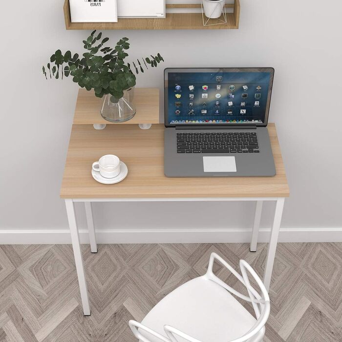 Комп&39ютерний стіл Невеликий робочий стіл Офісний стіл з дерев&39яного композиту та металевого каркасу, з підставкою, стіл для ПК та ноутбука Навчальний стіл для дому та офісу, 80 * 40 см, світлий дуб