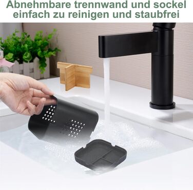 Тримач для зубної щітки BYUNER Тримач для електричної зубної щітки Насадки для щіток Органайзер для ванної кімнати Чашка для зубної щітки Знімний тримач для зубної щітки зі зливним отвором (чорний)