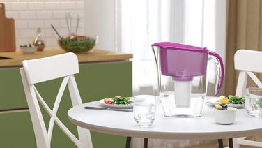 Фільтр для води AQUAPHOR Smile Cyclamen включно з 1 фільтром A5 з магнієм I Зменшує вапняний наліт і хлор I Графин на 2,9 л I Компактний і легкий фільтр для води I Настільний фільтр для води I Розміщується в дверцятах холодильника