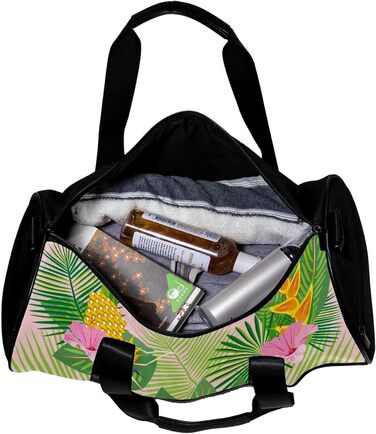 Спортивна сумка, маленька дорожня сумка, сумка для йоги, з тропічним малюнком (пальми, фрукти, квіти), сумка для фітнесу на відкритому повітрі, ручна поклажа