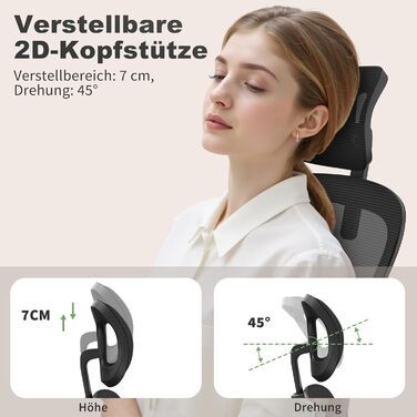 Ергономічне офісне крісло rattantree, стілець для роботи з відкидними підлокітниками, підголівником та спинкою