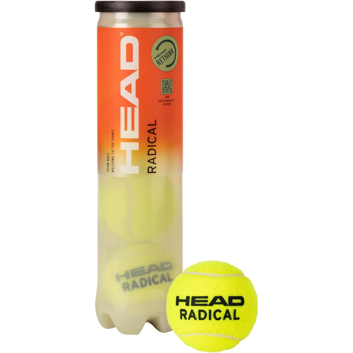 Тенісні м’ячі HEAD Radical – Amazon Exclusive, 12 шт. (3×4), жовті, універсальні для всіх покриттів