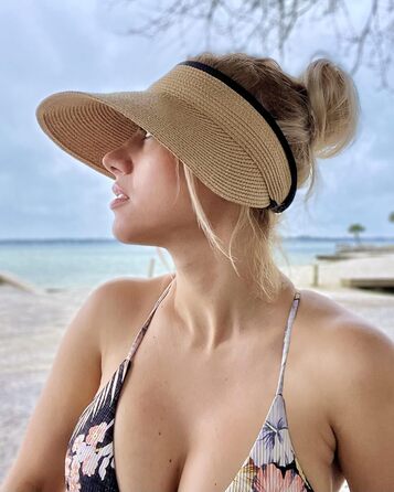 Жіночий сонцезахисний капелюх із захистом від ультрафіолету, солом&39яний капелюх UPF 50, літній капелюх, складний пляжний капелюх з козирком, хакі, один розмір