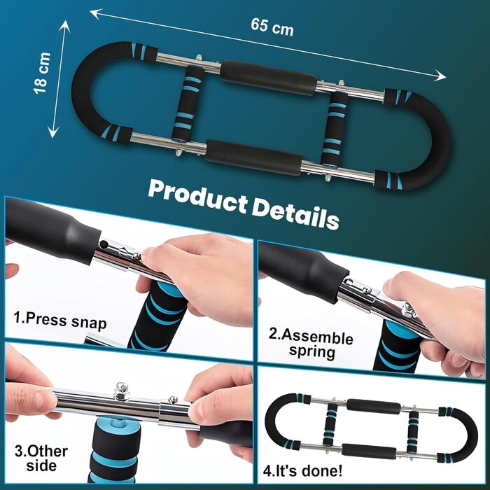 Регульований тренажер для силових тренувань Twister Arm з 3 рівнями опору 40-90 фунтів - U-подібний силовий тренажер для грудей для чоловіків та жінок - еспандер для грудей, тренажер для плечей, зап&39ястя, спини