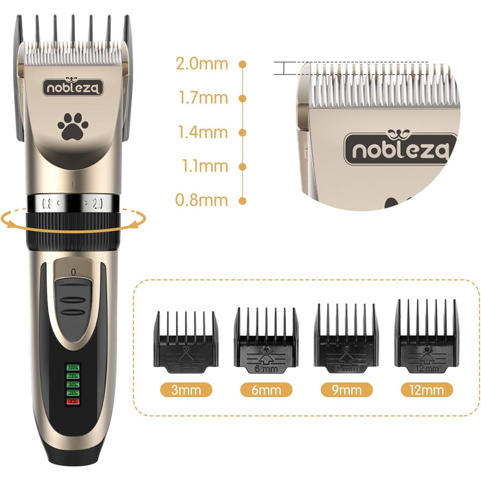 Машинка для стрижки собак Nobleza, професійна машинка для стрижки домашніх тварин, набір машинок для стрижки, тиха машинка для стрижки собак і котів, бездротова електрична машинка для стрижки домашніх тварин, акумуляторна