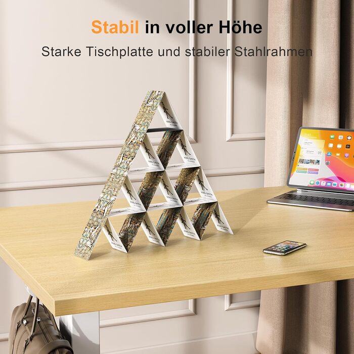 Повністю настільний стіл з регульованою висотою, електричний комп&39ютерний стіл 140 x 70 см, стіл для роботи сидячи та стоячи з цільною стільницею, стіл для роботи стоячи з 4 функціями пам&39яті, дуб 140 x 70 см з повноцінною дубовою стільницею