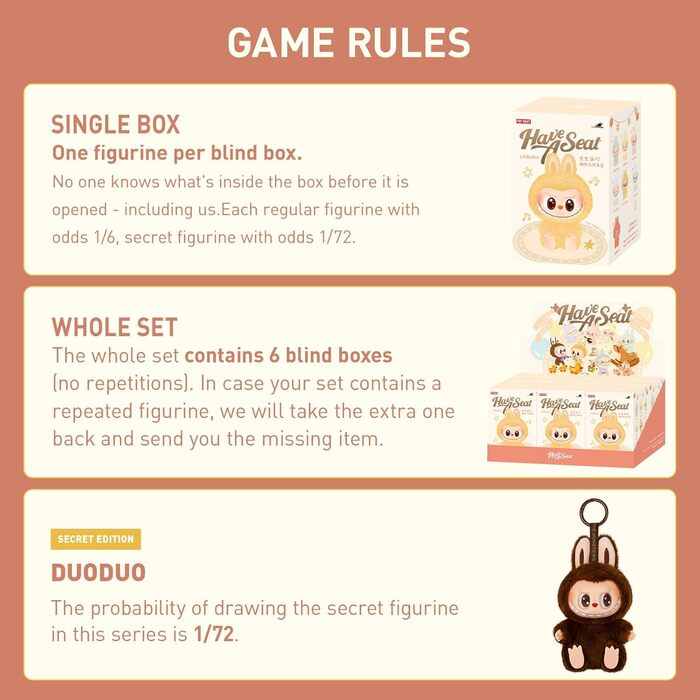 Монстри - Have a Seat вінілова плюшева коробка для сліпих фігурок Монстри, фігурки випадкового дизайну, колекційні іграшки, прикраси для дому, подарунки на свята та день народження, окрема коробка Have A Seat вінілова плюшева коробка