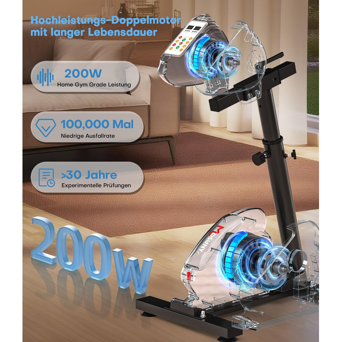 Оновлено Педальний тренажер, новий педальний тренажер 2026 року для дому з опором швидкістю, електричний велотренажер для людей похилого віку з великим РК-дисплеєм, тренажер для рук і ніг 2-в-1 Оновлено Подвійні двигуни - сірий