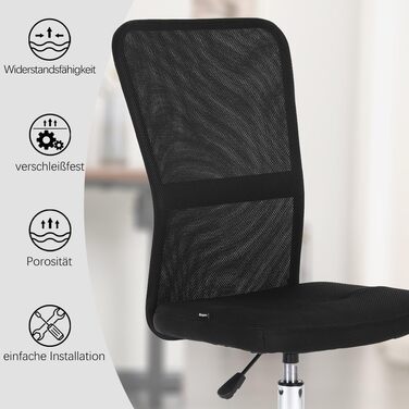 Ергономічне офісне крісло Mingone, сітчасте стільце для столу, регульоване по висоті крісло, поворотне на 360 комп&39ютерне крісло з поперековою опорою, вантажопідйомність до 120 кг, чорна сітка